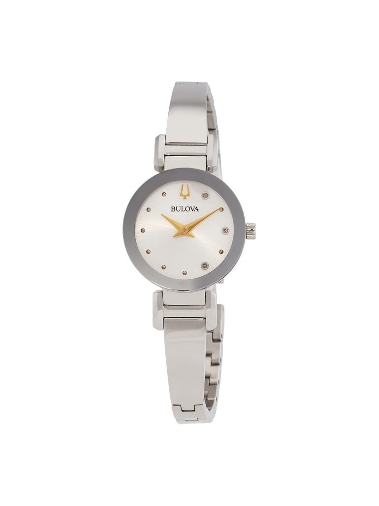 Nwt Bulova Modern Quartz Diamond Silver Dial Ladies Watch